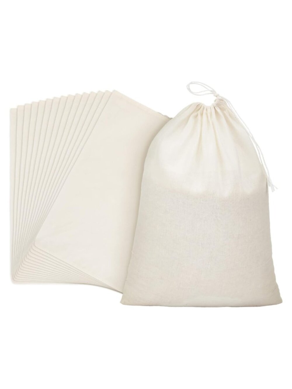 15 Pcs Cotton Muslin Drawstring Bags 8x10 Inch Gift Pouches